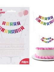 HAPPY BIRTHDAY FLAG CAKE TOPPER