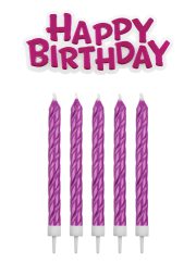 Pink Happy Birthday Candle Set
